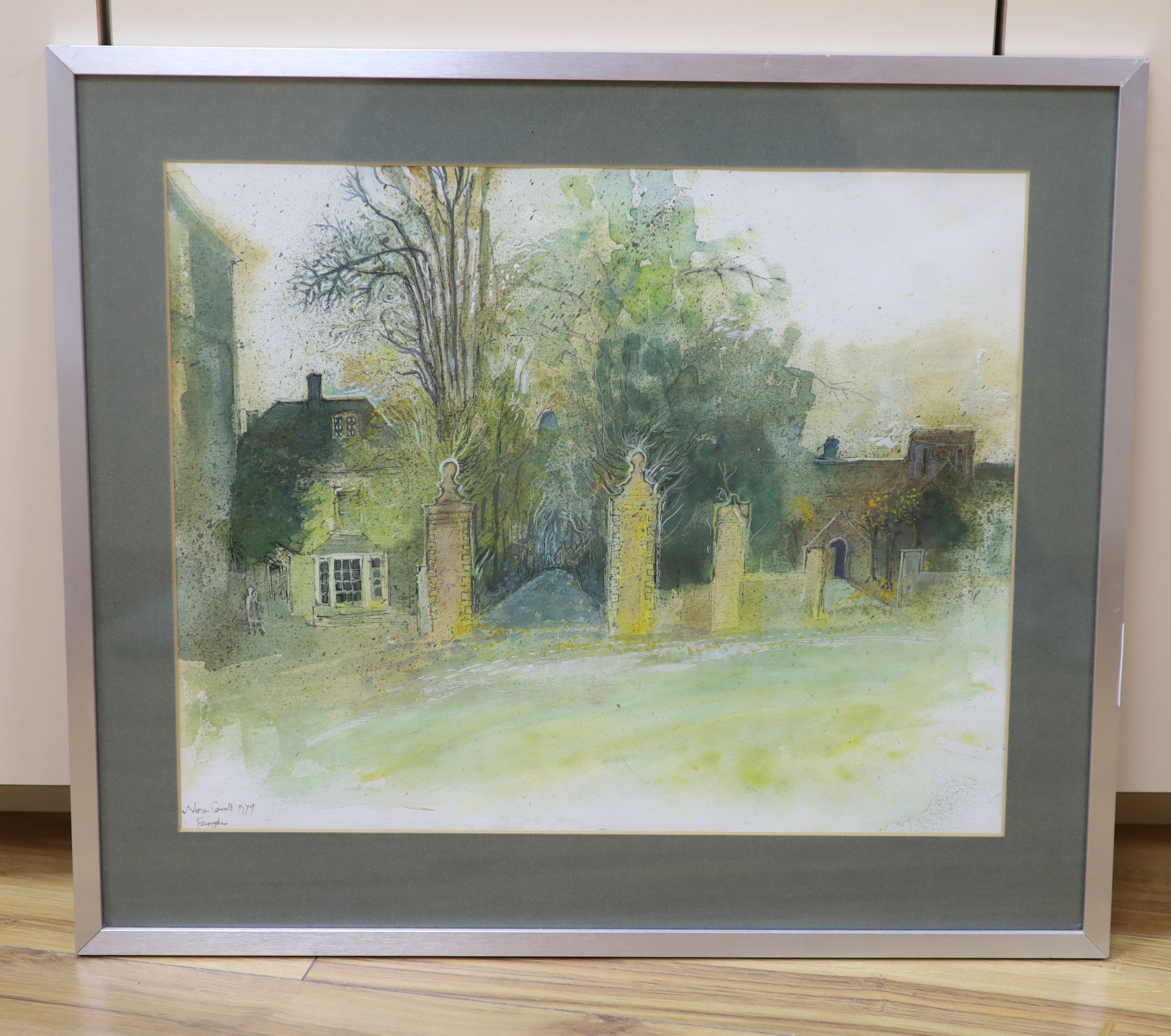 Nina Carroll, ink and watercolour, Faringdon, indistinctly signed and dated 1979, 39 x 48cm